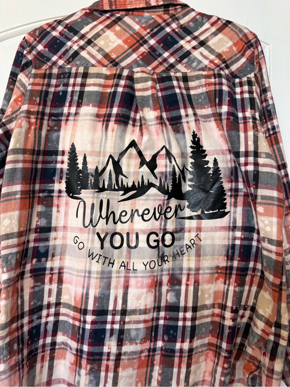 Hand Crafted Bleached Plaid Button-Down With Back Graphic - Picture 5 of 7